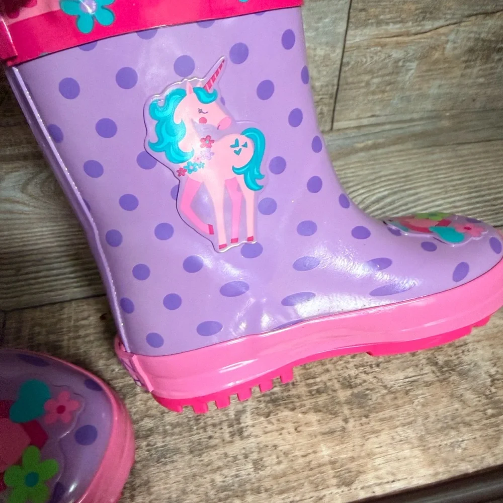 Stephen Joseph Size 6 Purple Unicorn Kids Rain Boots